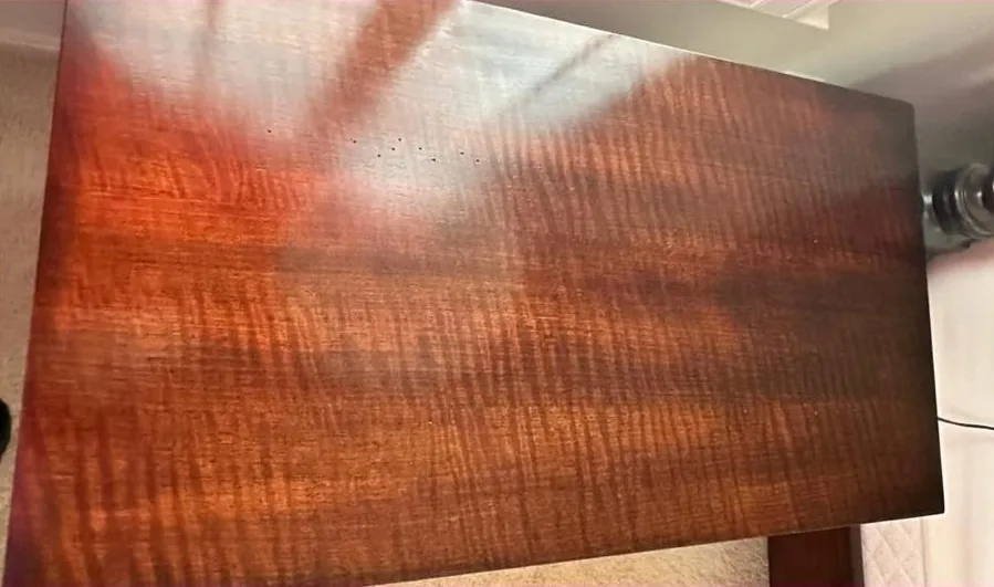 Wood table polished and glowing after cleaning